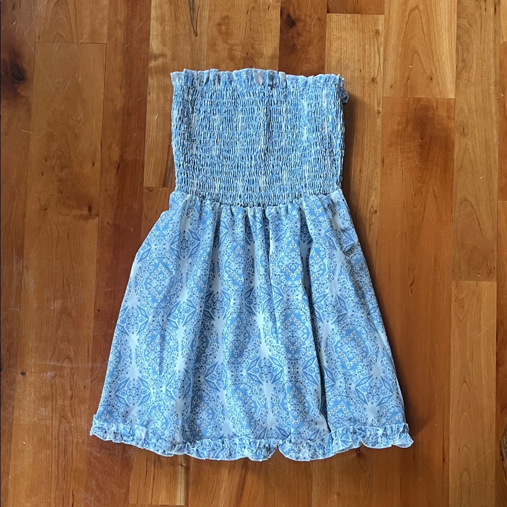 Girls Light Blue Smocked Sundress